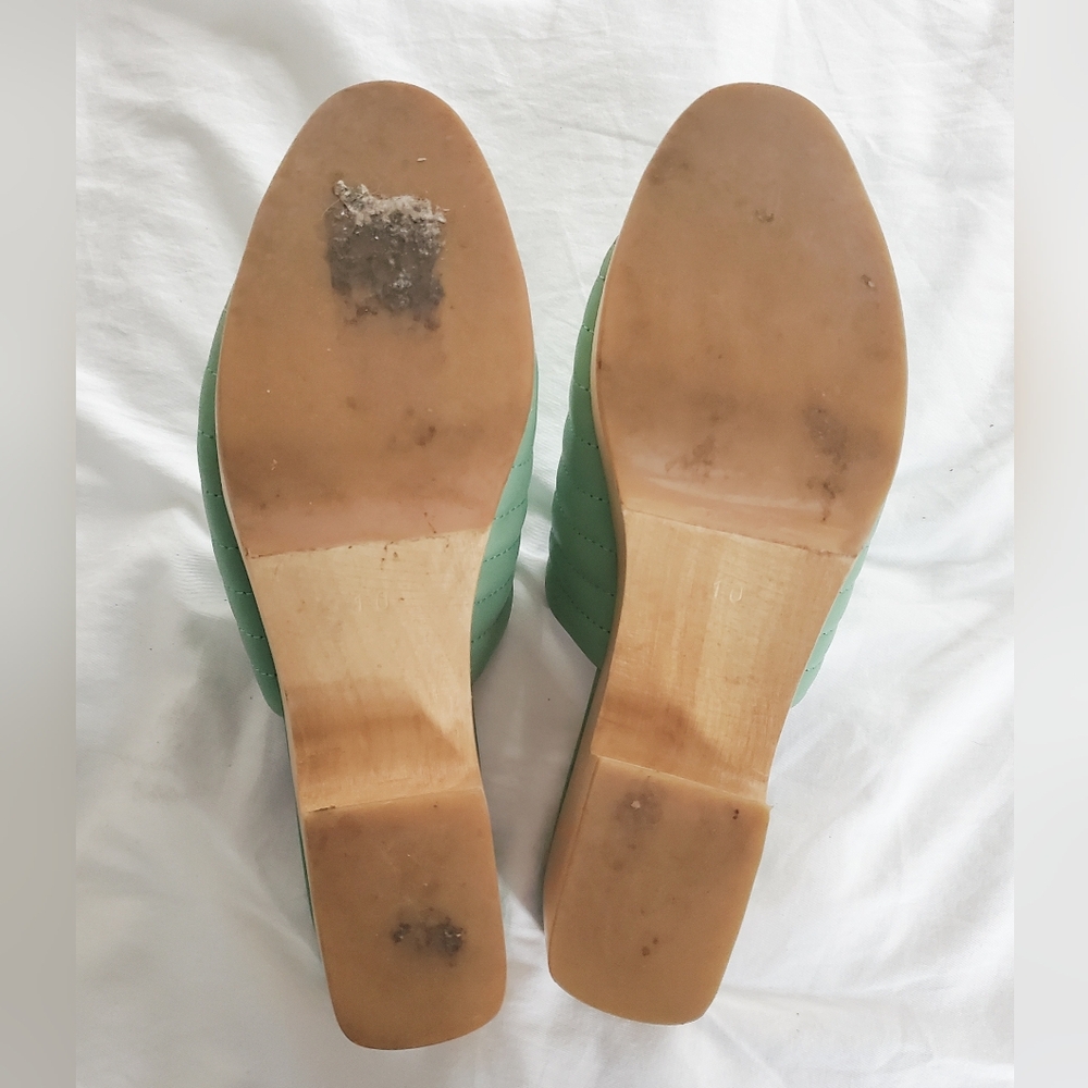 Beklina Mint Ribbed Open-toe Clogs Sandals 10 - Picture 7 of 9